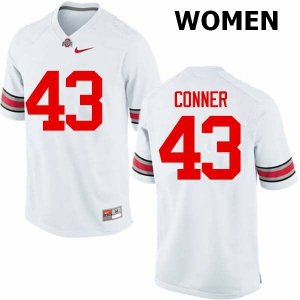 NCAA Ohio State Buckeyes Women's #43 Nick Conner White Nike Football College Jersey GSS8145AN